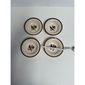 Vintage Metlox Poppytrail Red Rooster 6 Inch Fruit Berry Bowls - Set of 4